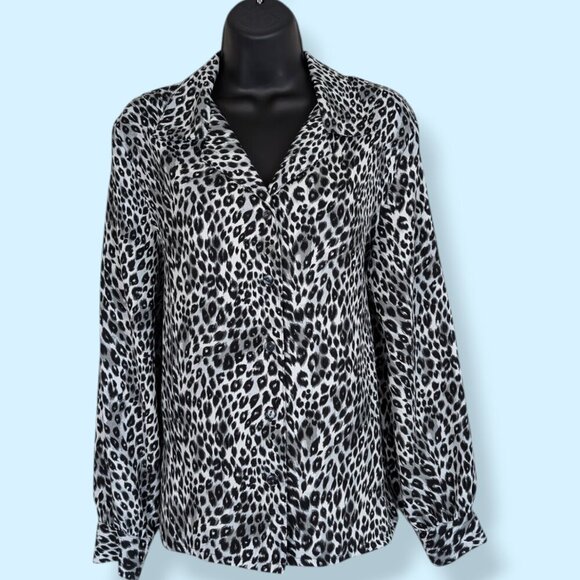 Vintage B&W Cheetah Print Blouse - Picture 1 of 5